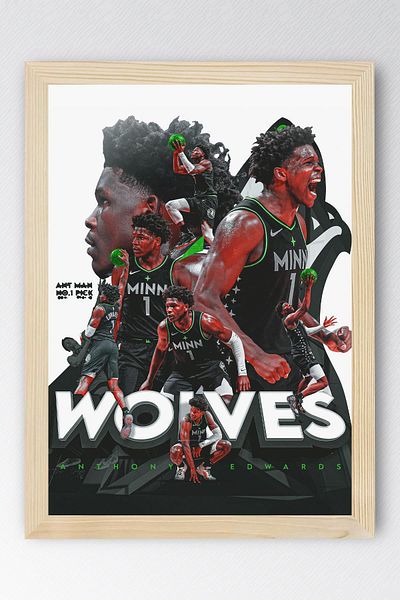 Saturn Pictură înrămată de Anthony Edwards - Pictură poster NBA de baschet