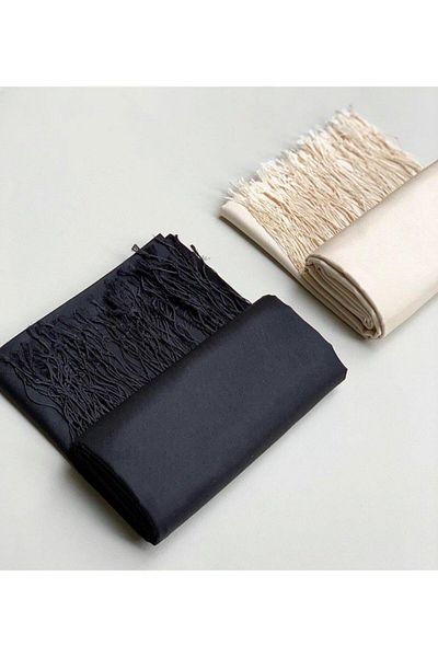 ARMANDA Double Sided Solid Color Silk Shawl 3011-Black