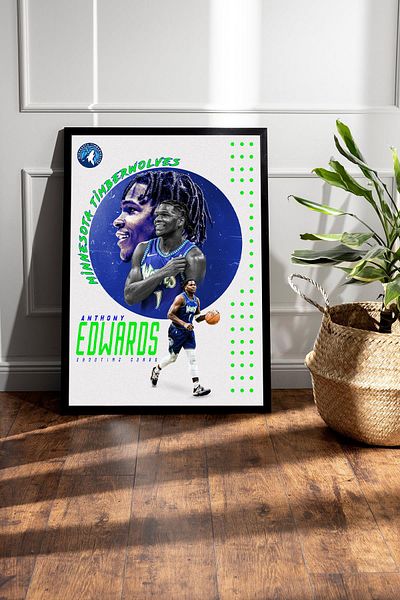 Saturn Pictură înrămată de Anthony Edwards - Poster NBA Minnesota Timberwolves