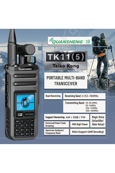 EarthKeepers Quansheng Tk11(5) Professional, 10w, Frequency: Cb, Vhf, Uhf Navy Aeronautics, Airsoft, Hiking