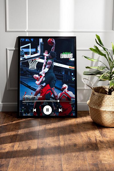 Saturn Pictură înrămată de Anthony Edwards - Pictură poster NBA Dunk of the Year