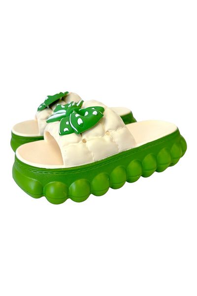 OEM Papuci de plajă damă cu talpă groasă, verde, mărime 35/36, PD61 35/36