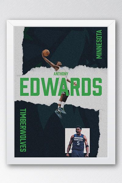 Saturn Pictură înrămată de Anthony Edwards - Pictură poster NBA de baschet