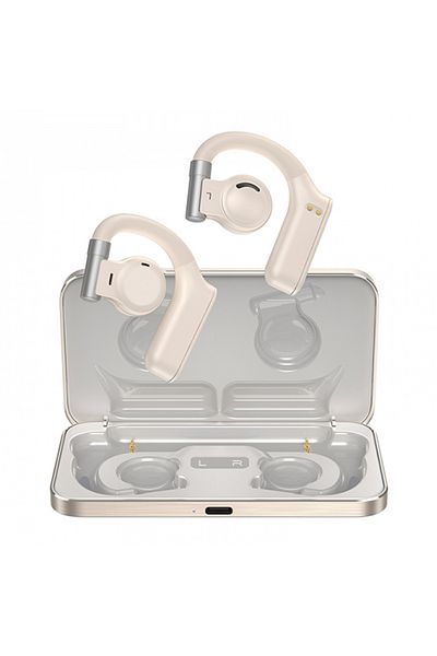 WIWU Clera Sound Open Wearable Stereo - Cream White (T18CW) Ear Bluetooth Audio with All-Day Comfort