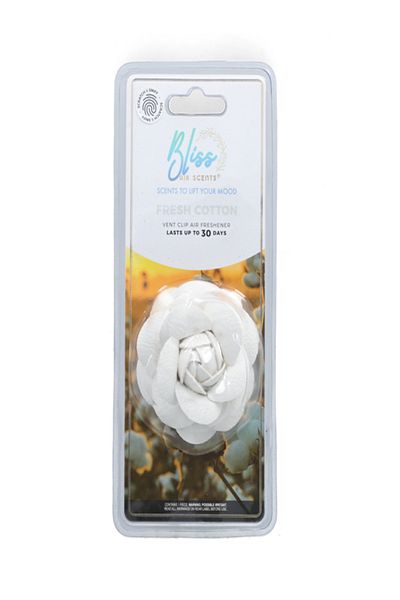 Bliss Air Scents 3D Floral Design Fresh Cotton Scented Vent Clip Air Freshener