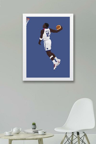 Saturn Anthony Edwards Framed Painting - Basketball Nba Poster Painting