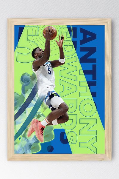 Saturn Pictură înrămată de Anthony Edwards - Pictură poster NBA de baschet