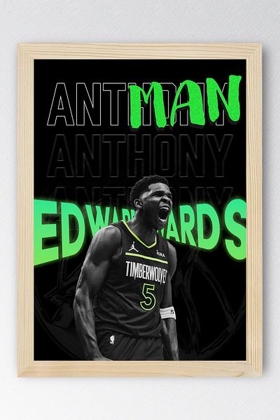 Saturn Πίνακας με κορνίζα του Anthony Edwards - Πίνακας αφίσας NBA Antman