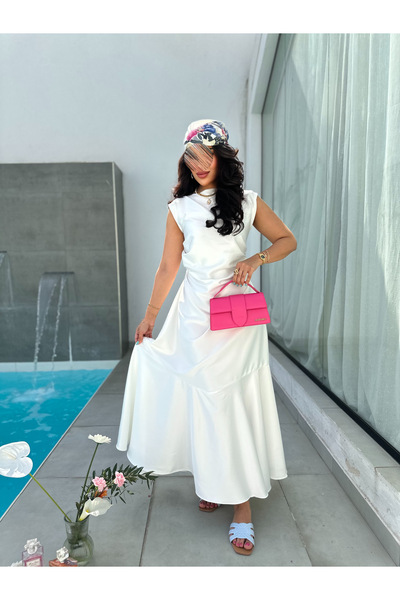 outline Cream pleated dress