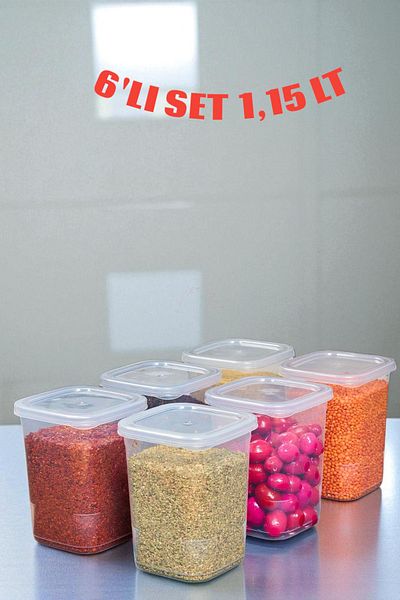 NY HOME Set of 6 Self-Covered Food Storage Containers 1.15 Liters