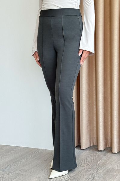 InStyle High Waist Flared Anthracite Palazzo Trousers
