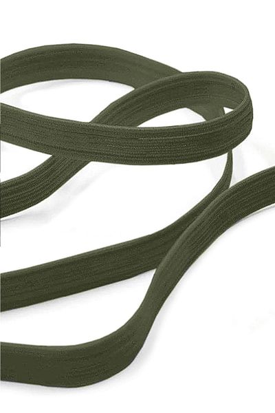 hapshoe Khaki Green 12 mm 5 Mt Durable Hard Flat Elastic Ribbon Rubber