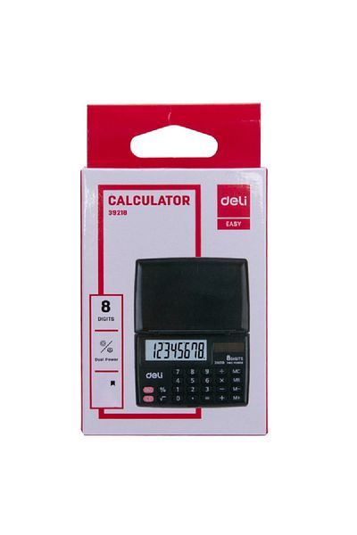 Deli 8-Digits Dual Power High Quality LCD Display Calculator Black