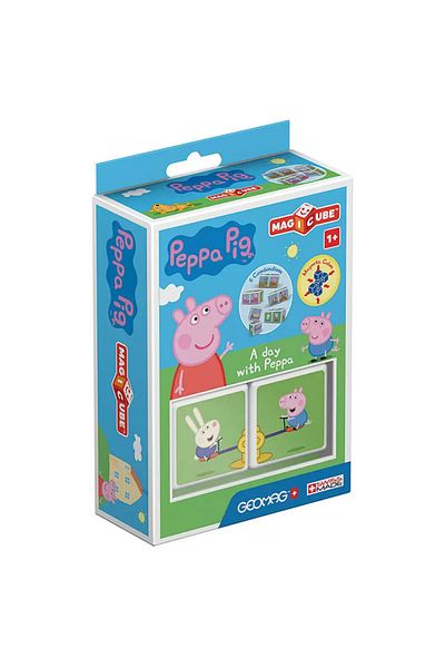 GEOMAG Joc magnetic de construcție, Geomag, Peppa Pig - O zi cu Peppa Magicube, 2 piese