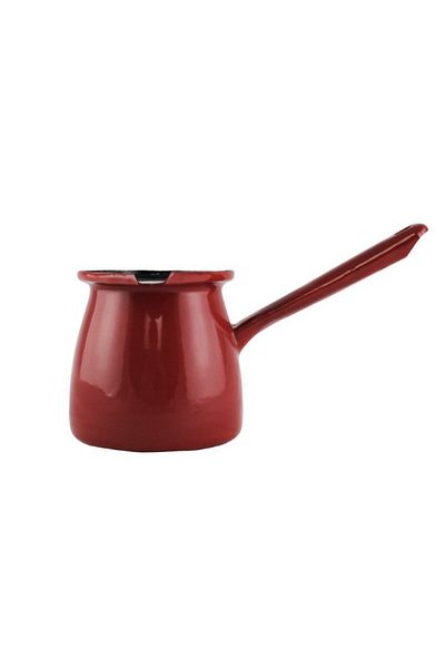 AzHome Enameled kettle, with one handle, glazed, red, with drain hole, 550 ml