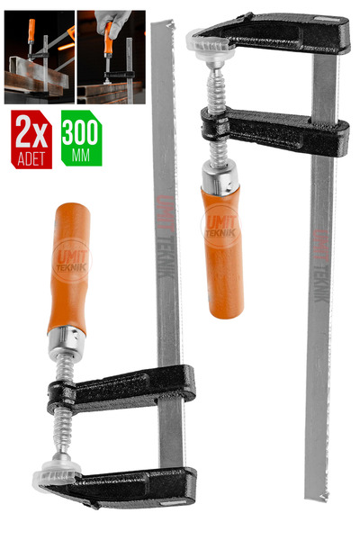 PROXTECH Premium Kalite 2 Adet 300mm F Tipi Ahşap Çelik Mobilyacı Mengene Kıs...