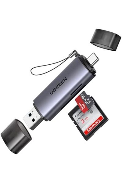Ugreen قارئ بطاقات SD USB 3.0/USB C OTG محول بطاقة ذاكرة بفتحة مزدوجة