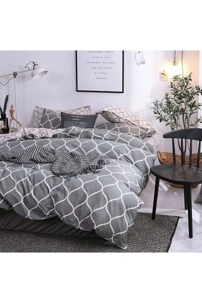 LUNA HOME Queen/Double size Bedding Set of 6 pieces, Geometric Design.