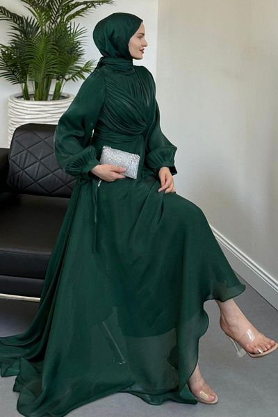 MERVEN AKYÜZ Βραδινό φόρεμα Clemente Side Wrap Jan Jan Emerald Green