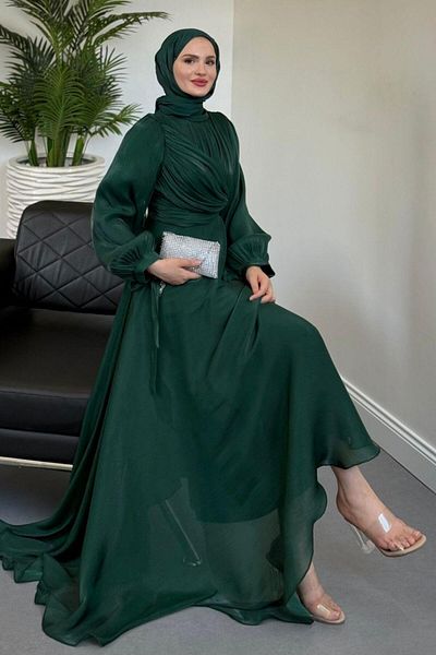 MERVEN AKYÜZ Βραδινό φόρεμα Clemente Side Wrap Jan Jan Emerald Green