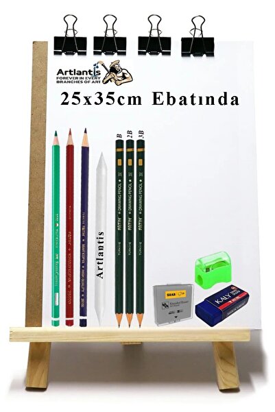 Artlantis Karakalem Eskiz Çizim Seti Masaüstü Şövale 25x35 cm Duralit Resim K...