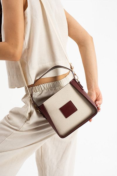 pasyone Burgundy Canvas Women's Shoulder Bag