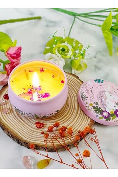 Generic Scented Candles, Luxury Aromatherapy Candles with Dry Flowers, Natural Soy Scented Candles Gift Set