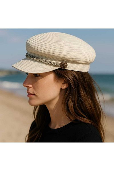 WOHOME Women's Straw Look Summer Mink Hat Cap Straw – Knitted Detail, Button Accessory