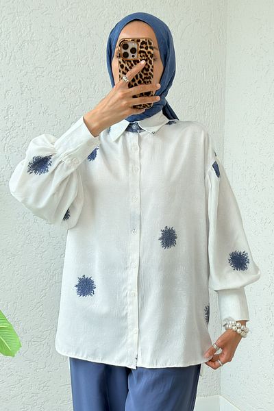 Salih Çelebi Πουκάμισο Sun Pattern 2331 - INDIGO