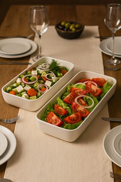 Pembishayatlar Rectangular Large Size Porcelain Multi-Purpose Salad Bowl