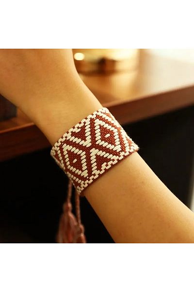 Ayzen Bohemian Tribal Patterned Tassel Bracelet