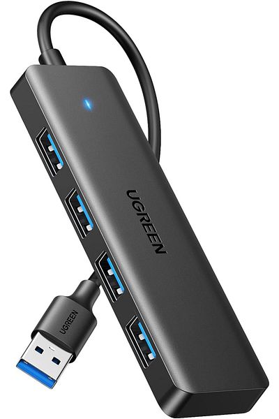Ugreen موزع USB 3.0، محول متعدد المنافذ بأربعة منافذ، موزع بيانات فائق النحافة، موزع USB A