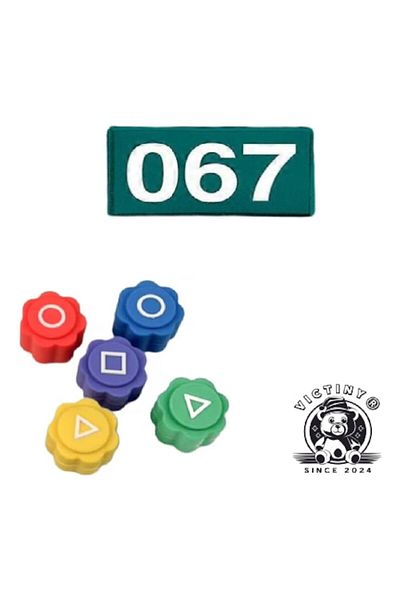 victiny Set of 2 games Gonggi and Emblema, patches player number 067 squid game VICTINY ® green