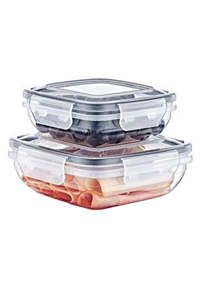 SİHİRLİ AYAKLAR Set of 2 Square Shallow Seal Storage Containers 600Ml-1025Ml