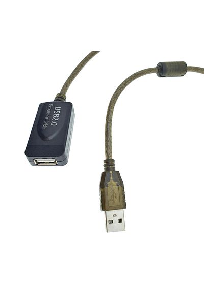 OEM Active USB 2.0 extension cable, length 10 m, USB A male to USB A female, with repeater, black