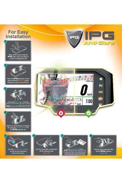 Ipg TVS Apache 2019-2024 RTR200 Gösterge Paneli için IPG Anti-Glare Parlama Önleyici Mat Ekran Koruyucu