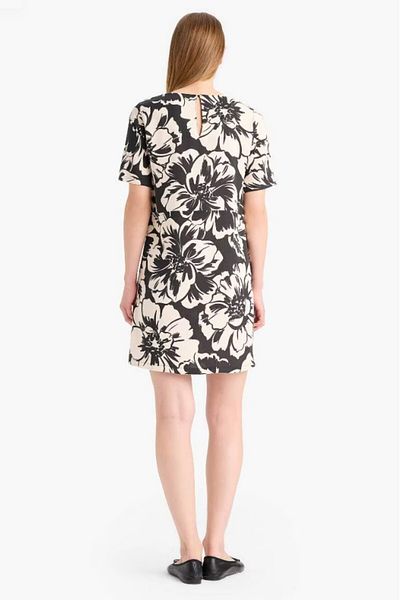 DeFacto Rochie de vară cu imprimeu floral, decolteu, mânecă scurtă, mini