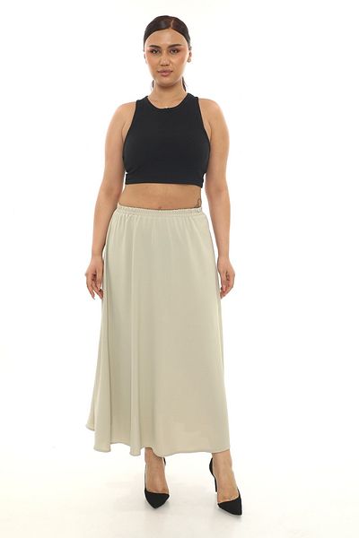 Butik Women's Elasticated Plus Size Flared Skirt