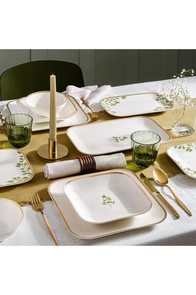 Kütahya Porselen KÜTAHYA PORSELEN BONE MINAS 51 PARÇA YEMEK TAKIMI ALTIN YEŞİ...