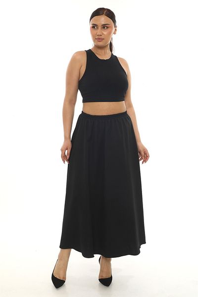 Butik Women's Elasticated Plus Size Flared Skirt