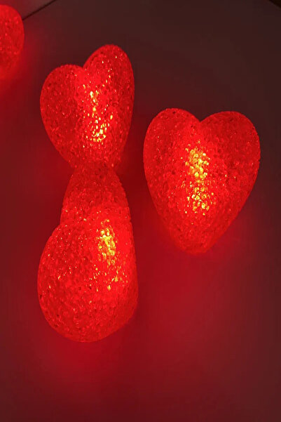 Tor Store Pilli Led Işıklı Kırmızı Kalp Gece Lambası Romantik Süsleme Işığı K...