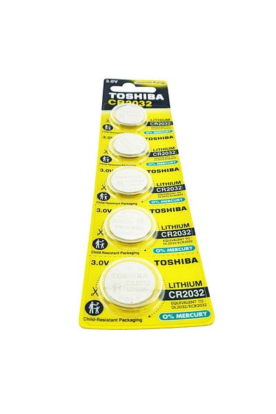 Toshiba Set de 5 baterii litiu 3V CR2032, tip monedă, Toshiba, în blister