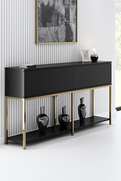 Modatte LORA GOLD METAL AYAKLI SİYAH DRESUAR