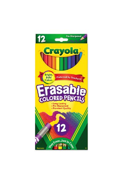 Crayola 12-Piece Erasable Colored Pencil Set Multicolor