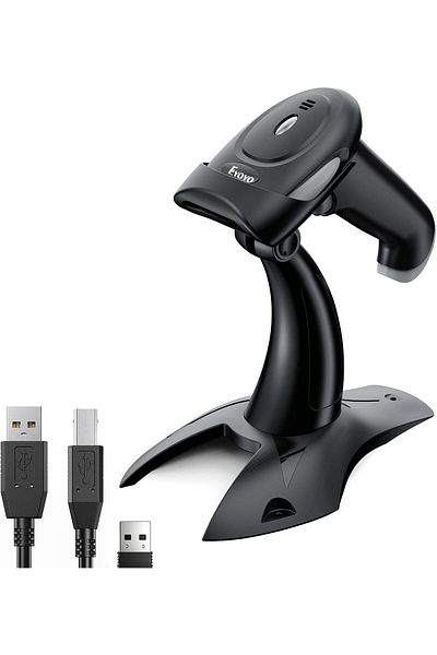 Eyoyo 2D 1D Wireless Barcode Scanner With Stand, 3-in-1 Barcode Reader