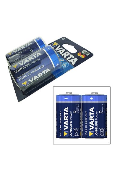 Varta Baterii alcaline R20, D, Varta Long Life Power, blister cu 2 baterii