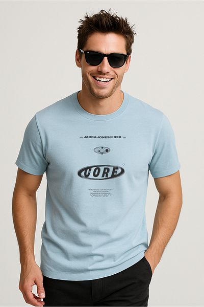 Jack & Jones Мъжка тениска с лого, светлосиня