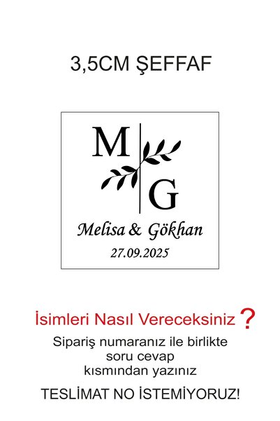 eSLeTc Kişiye Özel Kına-nişan-nikah-düğün Etiket-özel Kesim 40 Adet Şeffaf St...