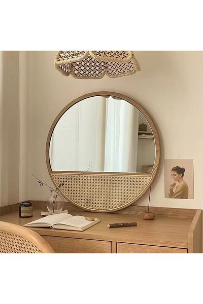 DEC13 80 cm rattan round mirrors