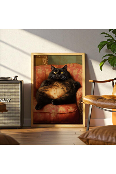 woodhomeworks Tek Parca Kitapcı Kedi Salon Ofis Dekor Tablo Ttk